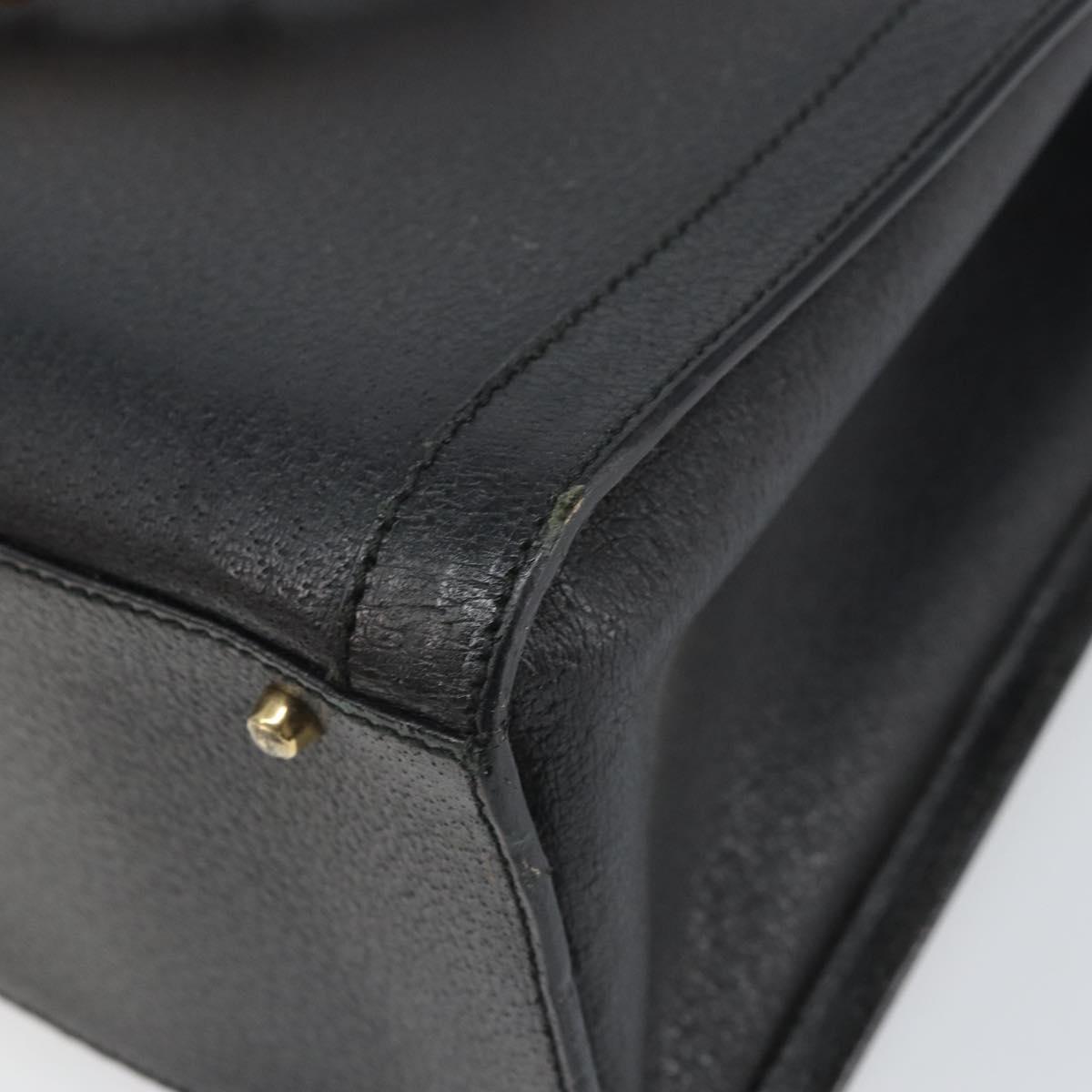 GUCCI Bamboo Hand Bag Leather Black Gold 002 1186 0260 Auth ep13167