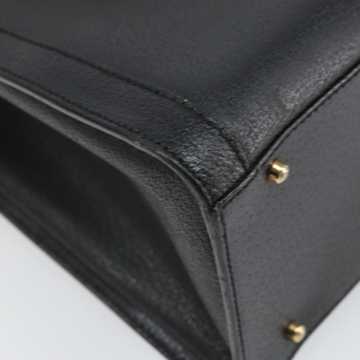 GUCCI Bamboo Hand Bag Leather Black Gold 002 1186 0260 Auth ep13167