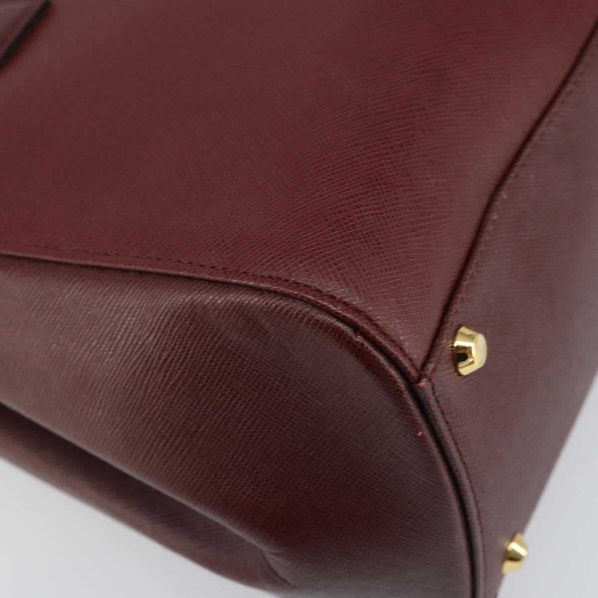 BURBERRY Hand Bag Leather Red Gold Auth ep13169