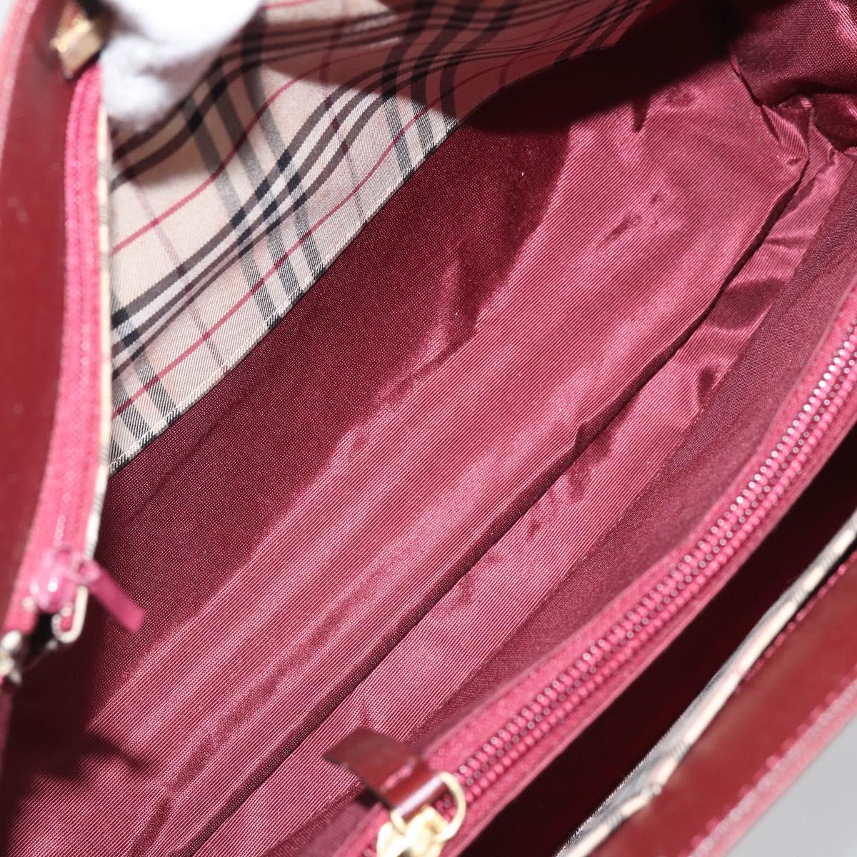 BURBERRY Hand Bag Leather Red Gold Auth ep13169