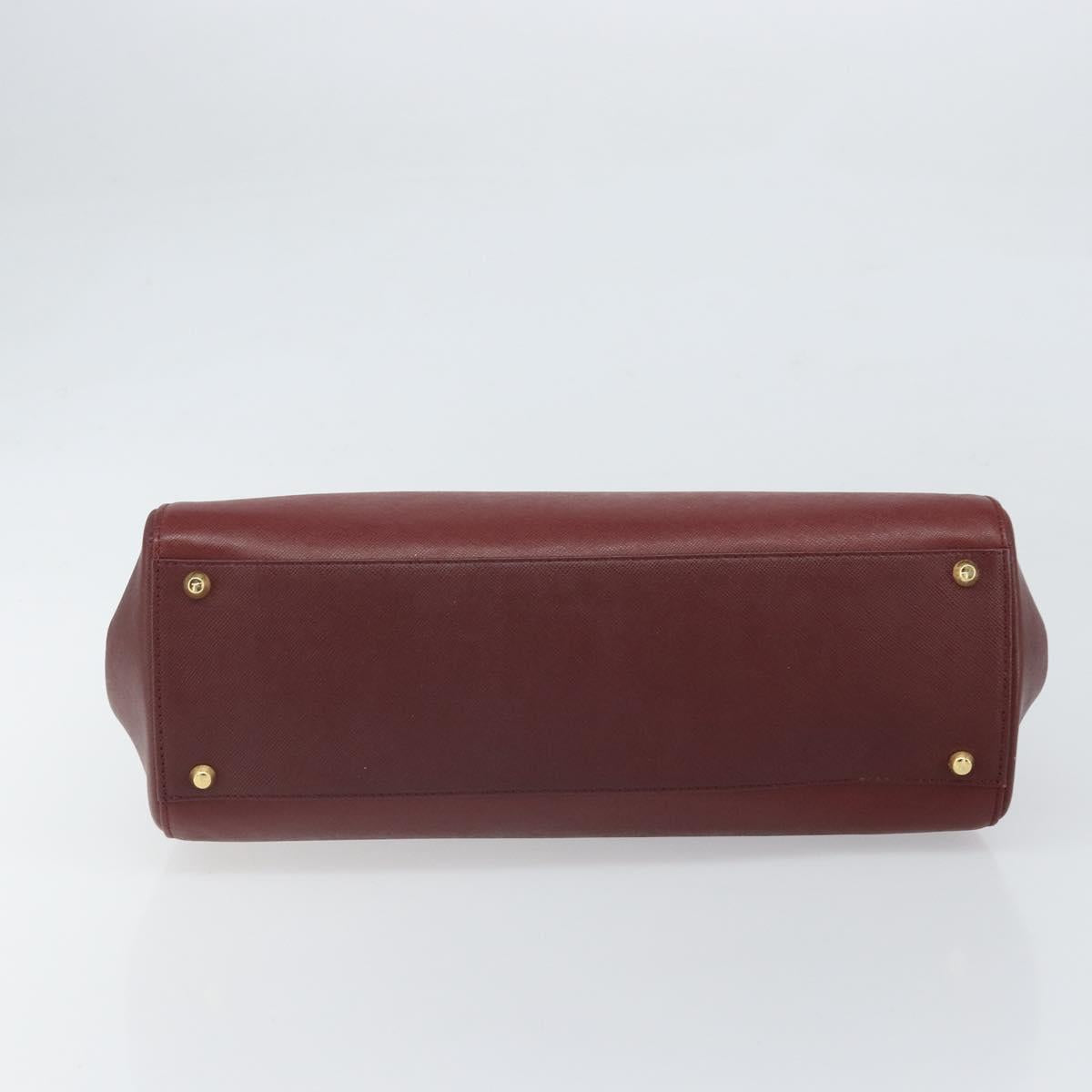 BURBERRY Hand Bag Leather Red Gold Auth ep13169