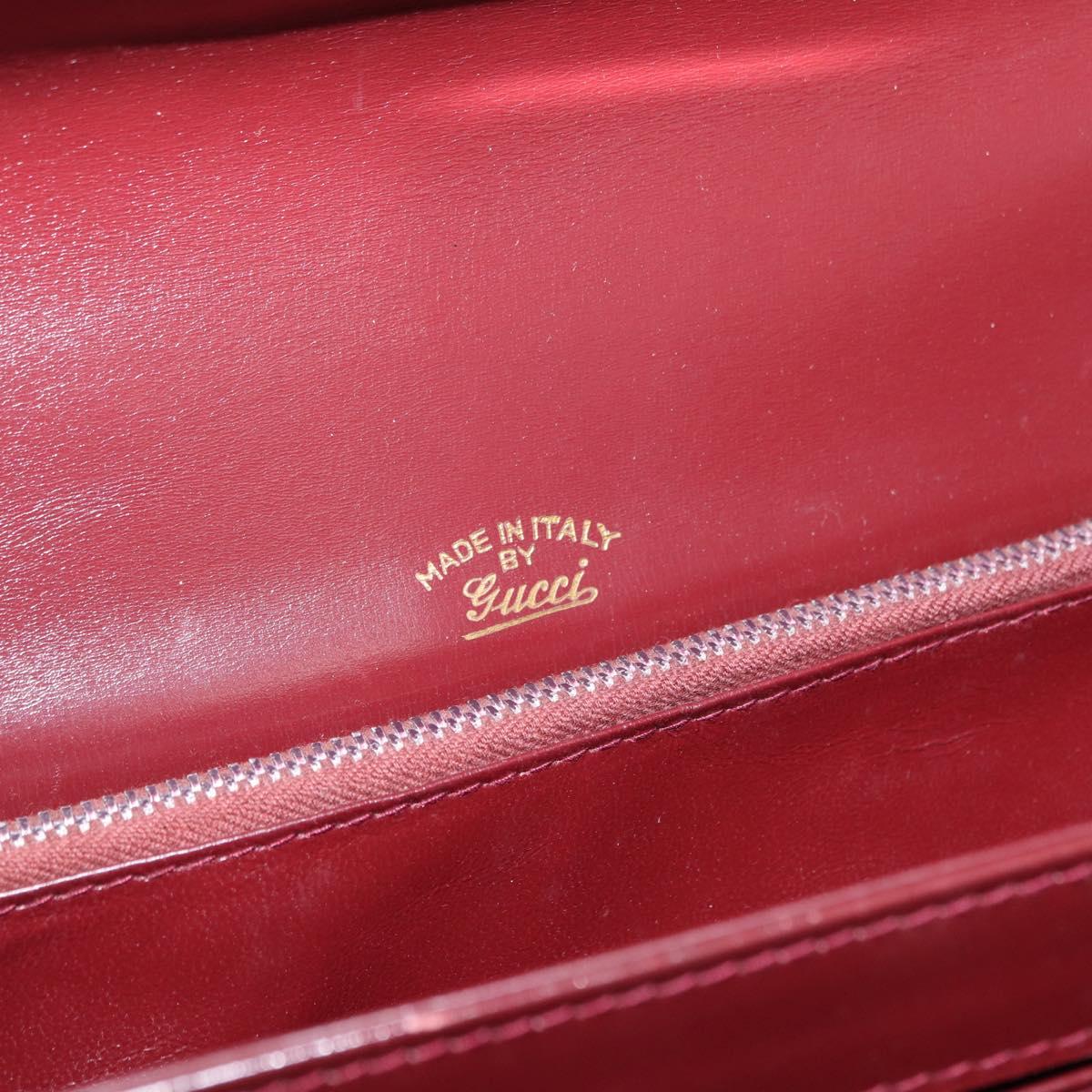 GUCCI Hand Bag Leather Bordeaux Gold Auth ep13170