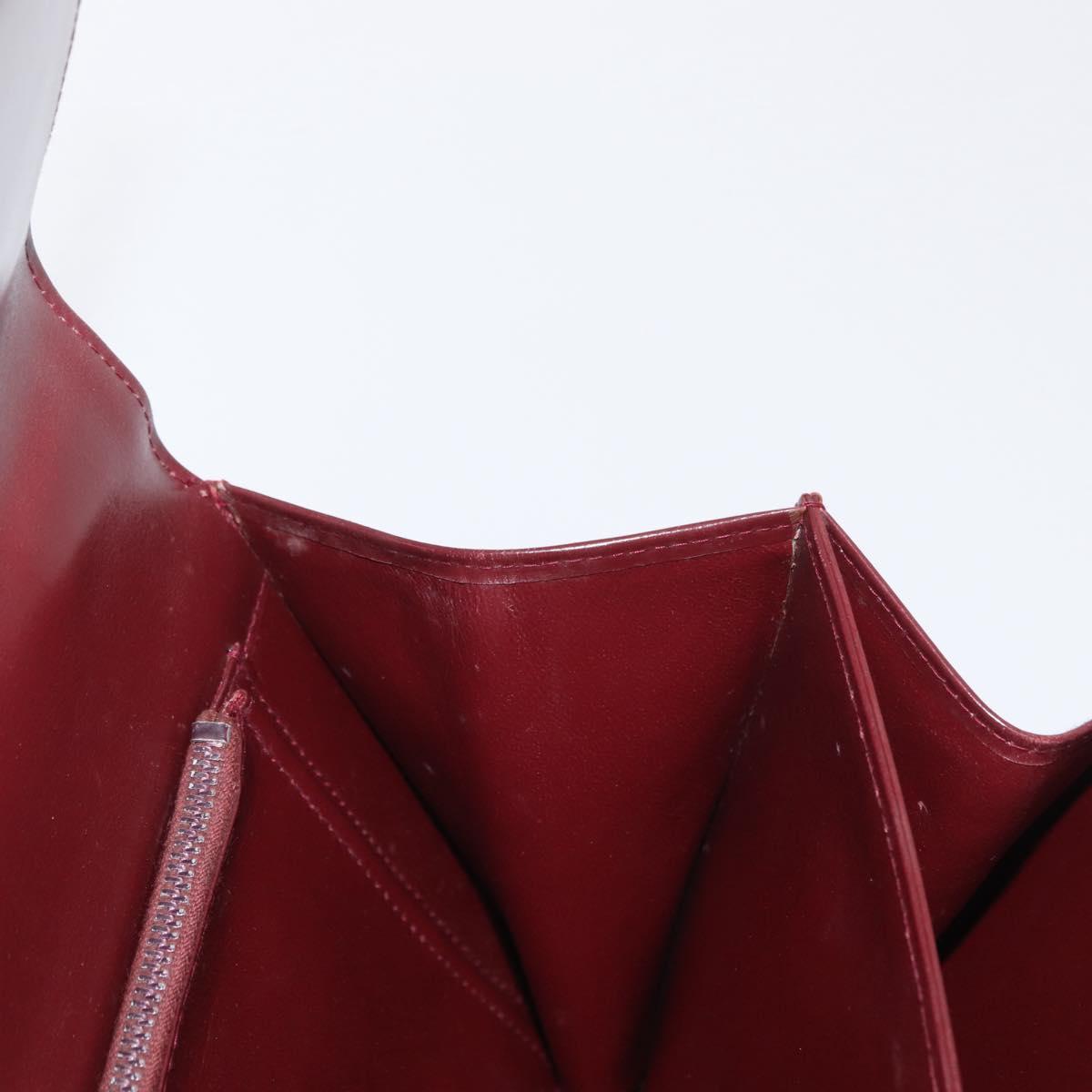 GUCCI Hand Bag Leather Bordeaux Gold Auth ep13170