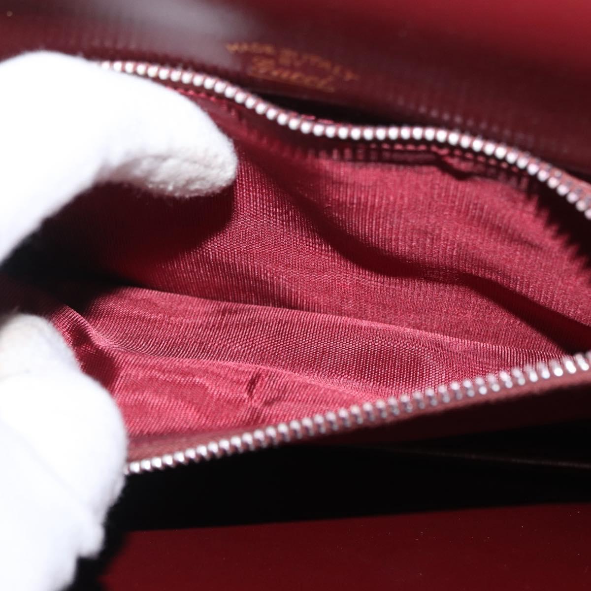 GUCCI Hand Bag Leather Bordeaux Gold Auth ep13170