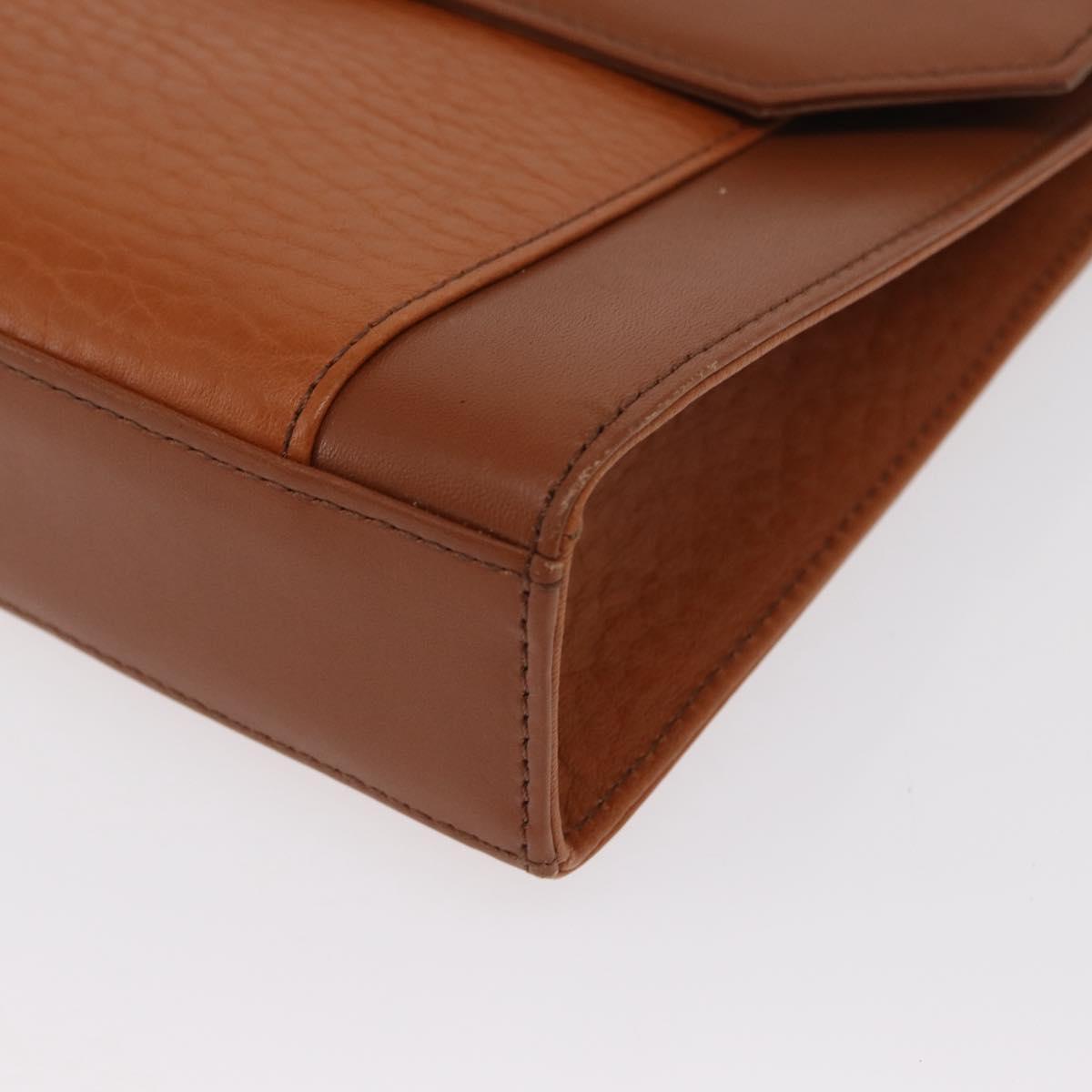 Burberrys Shoulder Bag Leather Brown Gold Auth ep13171