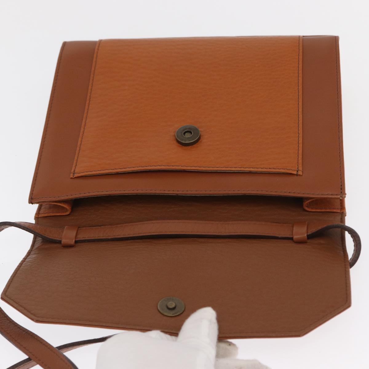 Burberrys Shoulder Bag Leather Brown Gold Auth ep13171