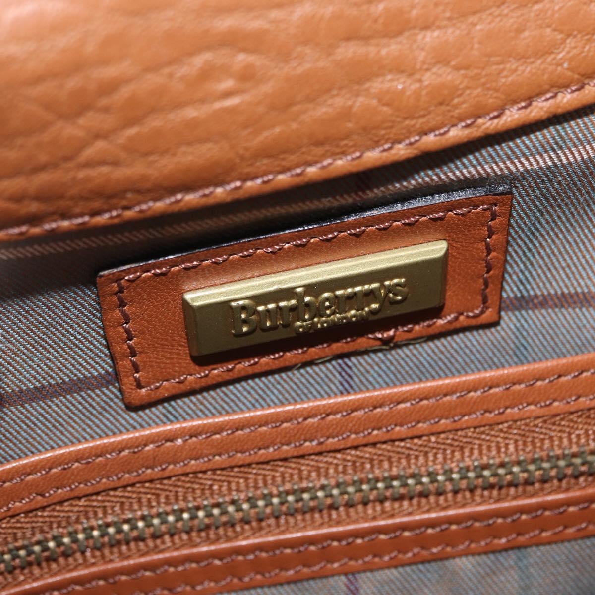 Burberrys Shoulder Bag Leather Brown Gold Auth ep13171