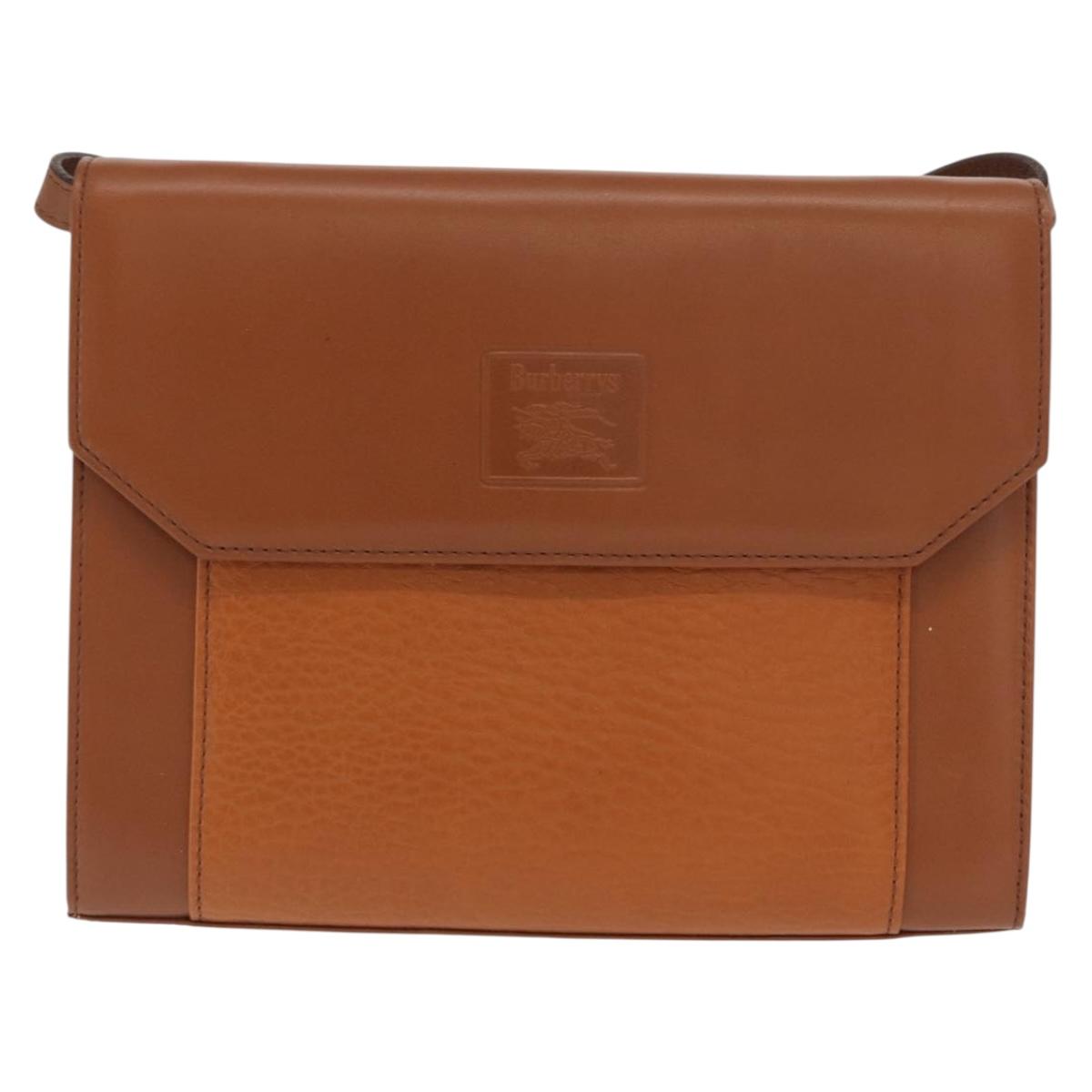 Burberrys Shoulder Bag Leather Brown Gold Auth ep13171
