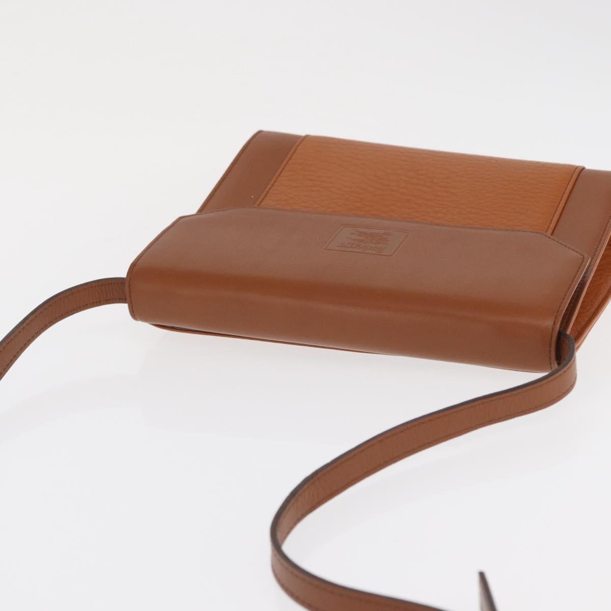 Burberrys Shoulder Bag Leather Brown Gold Auth ep13171