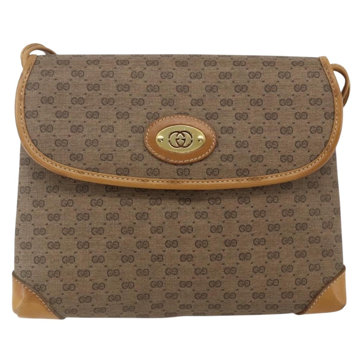 GUCCI Micro GG Supreme Shoulder Bag PVC Beige Gold 49 007 5548 Auth ep13173