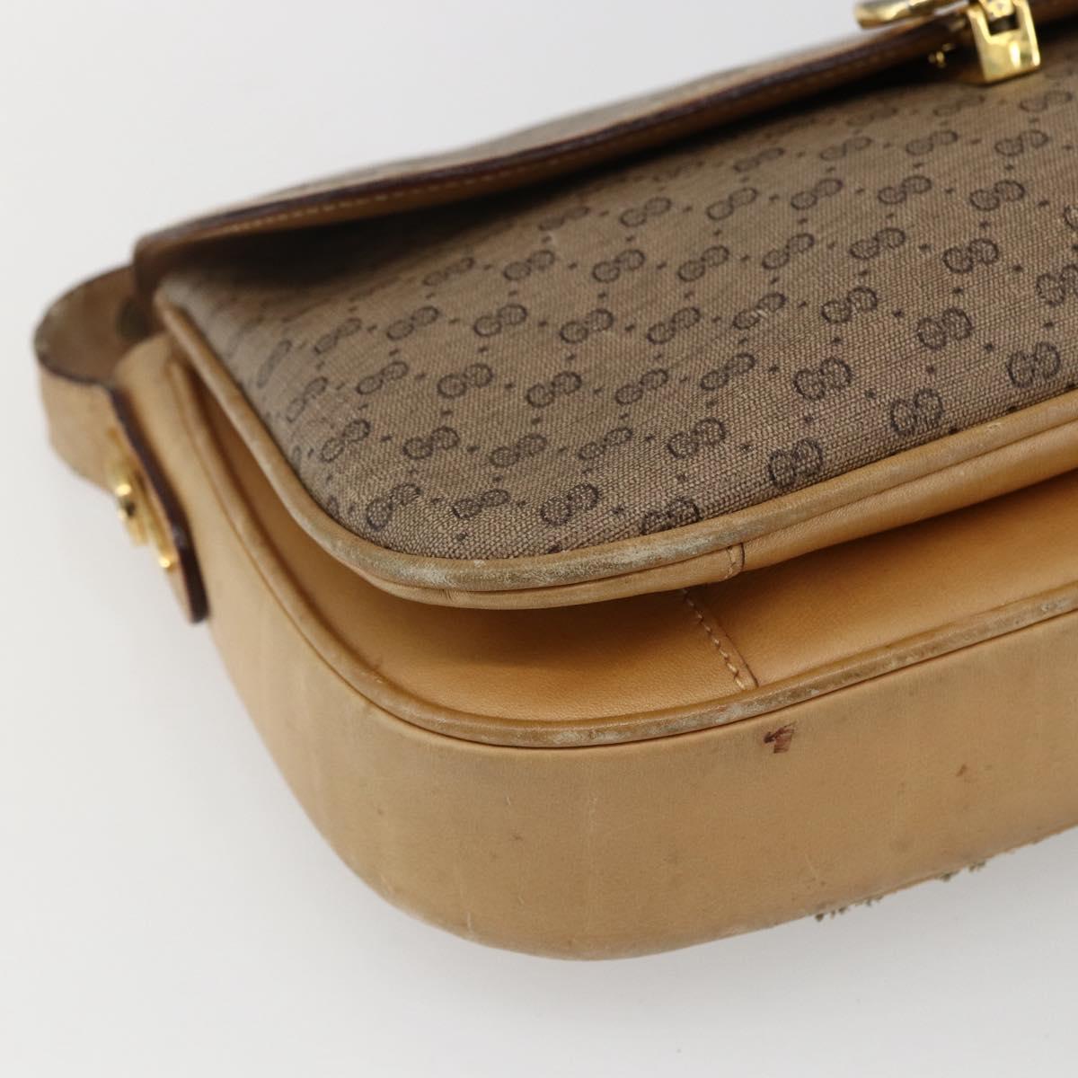 GUCCI Micro GG Supreme Shoulder Bag PVC Beige Gold Auth ep13175