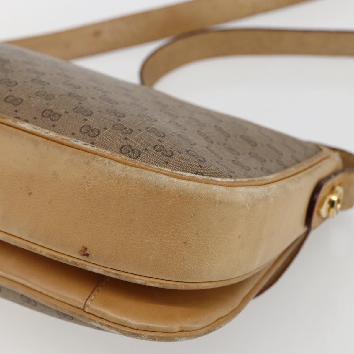 GUCCI Micro GG Supreme Shoulder Bag PVC Beige Gold Auth ep13175