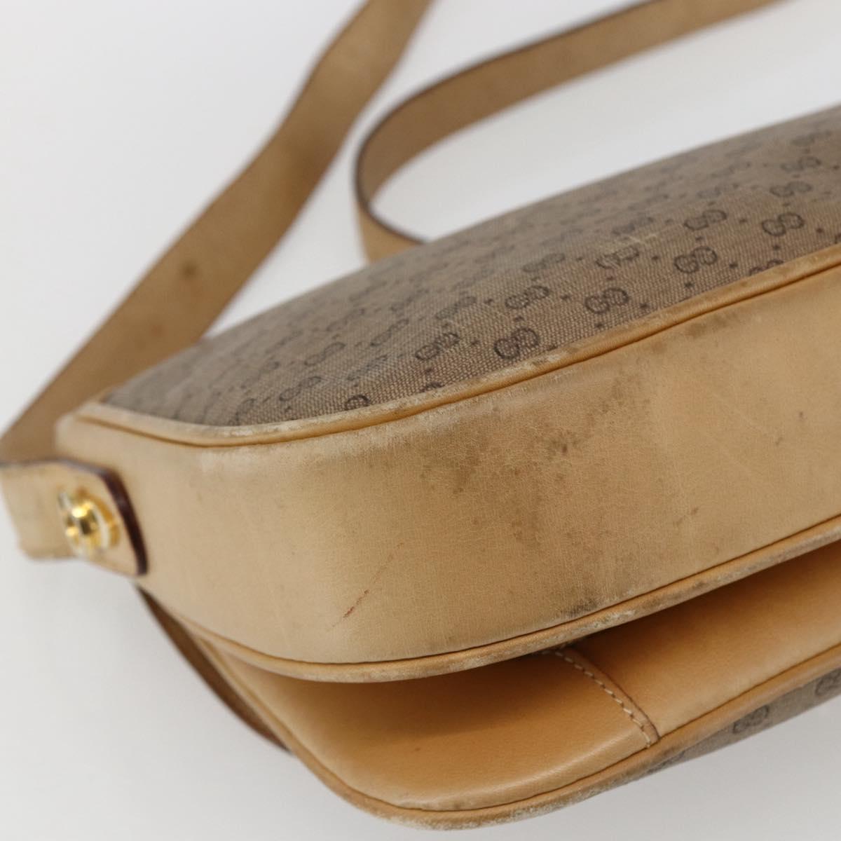 GUCCI Micro GG Supreme Shoulder Bag PVC Beige Gold Auth ep13175