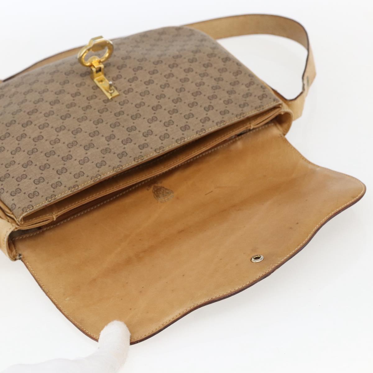 GUCCI Micro GG Supreme Shoulder Bag PVC Beige Gold Auth ep13175