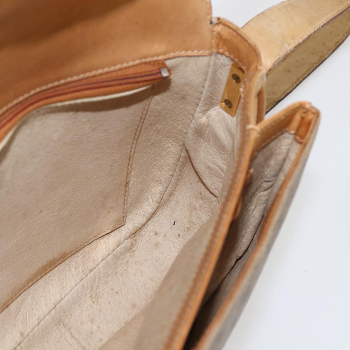 GUCCI Micro GG Supreme Shoulder Bag PVC Beige Gold Auth ep13175