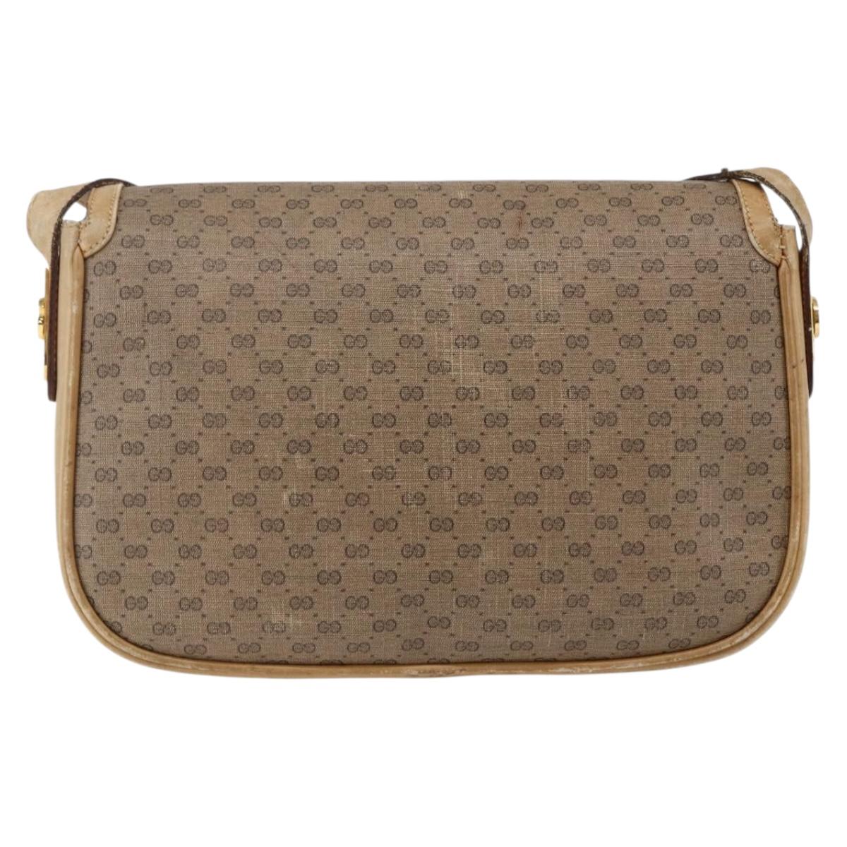GUCCI Micro GG Supreme Shoulder Bag PVC Beige Gold Auth ep13175