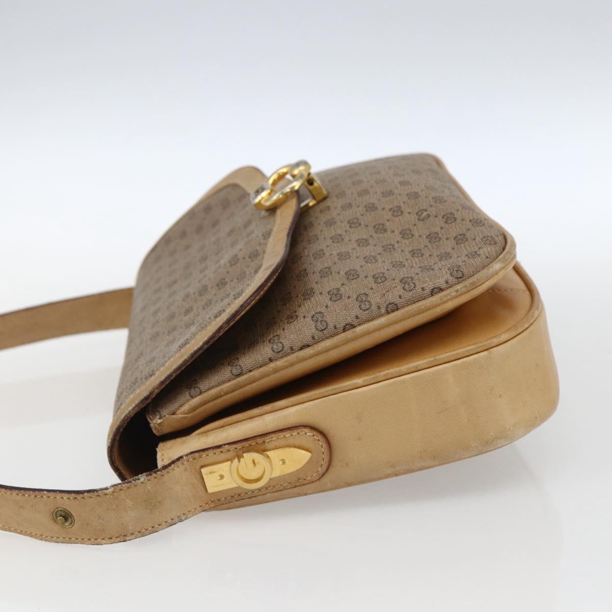 GUCCI Micro GG Supreme Shoulder Bag PVC Beige Gold Auth ep13175
