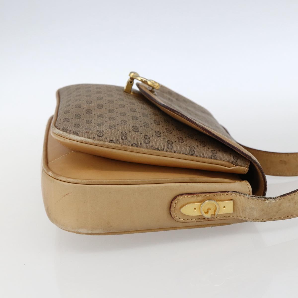 GUCCI Micro GG Supreme Shoulder Bag PVC Beige Gold Auth ep13175