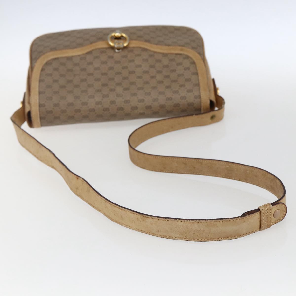 GUCCI Micro GG Supreme Shoulder Bag PVC Beige Gold Auth ep13175