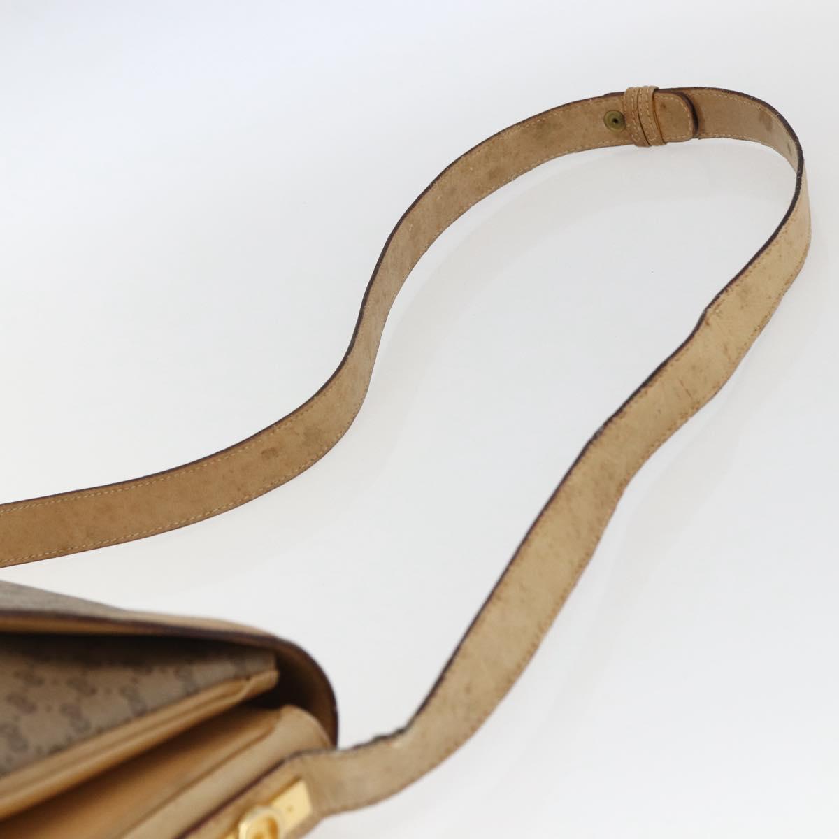 GUCCI Micro GG Supreme Shoulder Bag PVC Beige Gold Auth ep13175