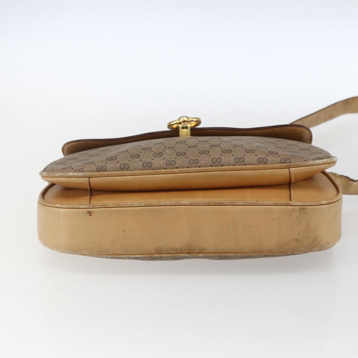 GUCCI Micro GG Supreme Shoulder Bag PVC Beige Gold Auth ep13175