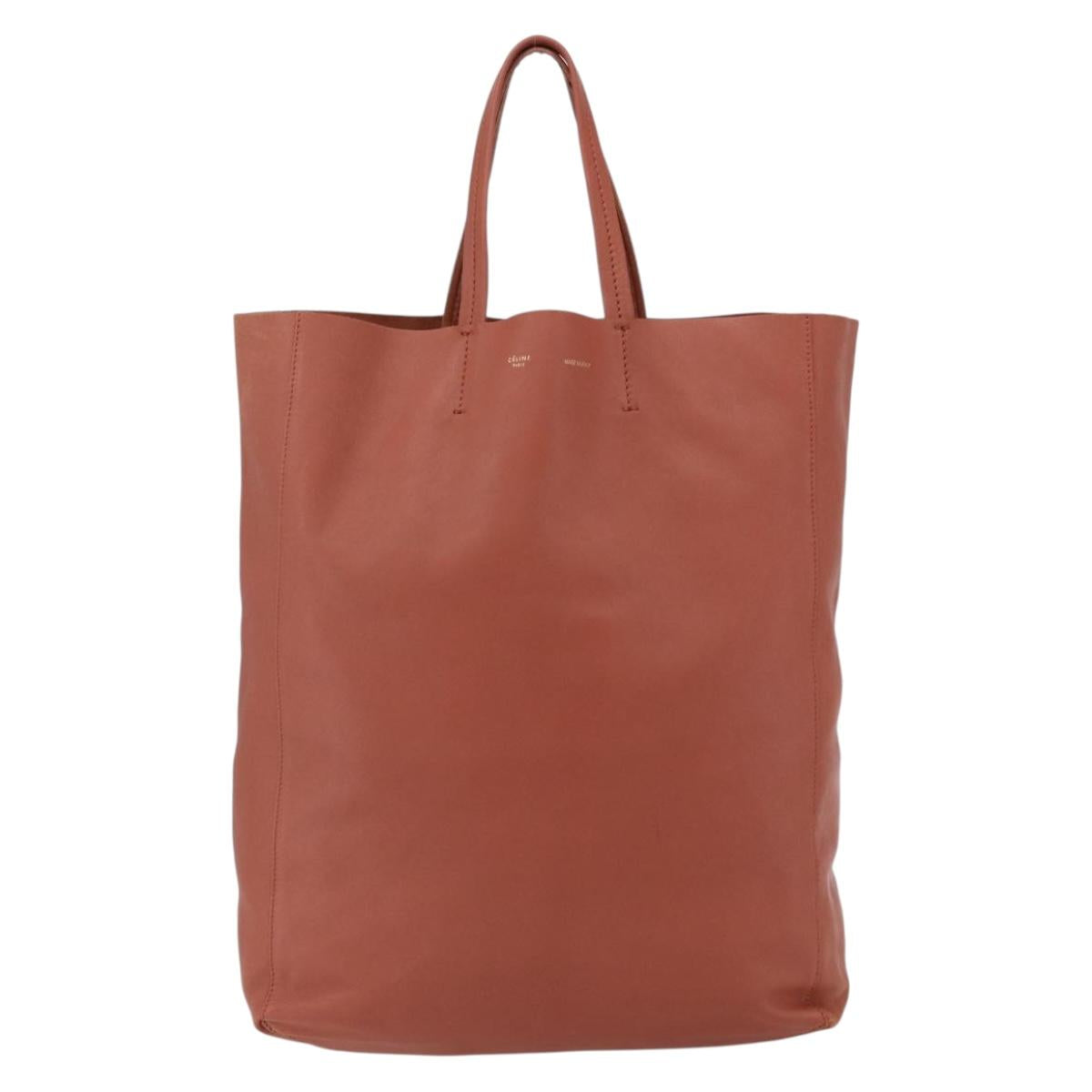 CELINE Tote Bag Leather Pink Gold Auth ep13177