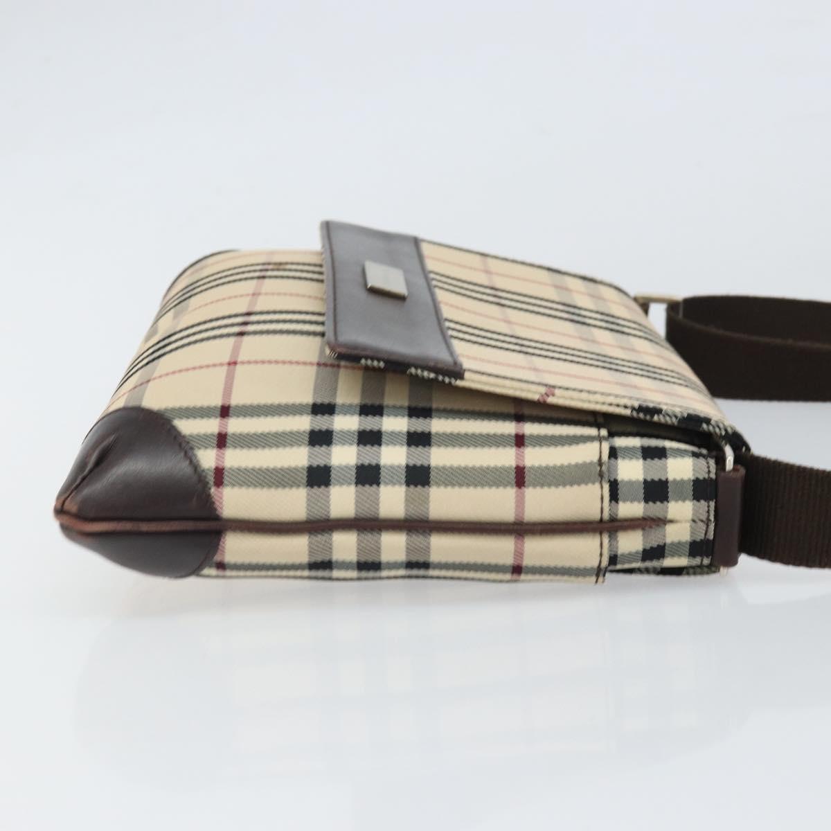 BURBERRY Nova Check Shoulder Bag Nylon Beige Silver Auth ep13178