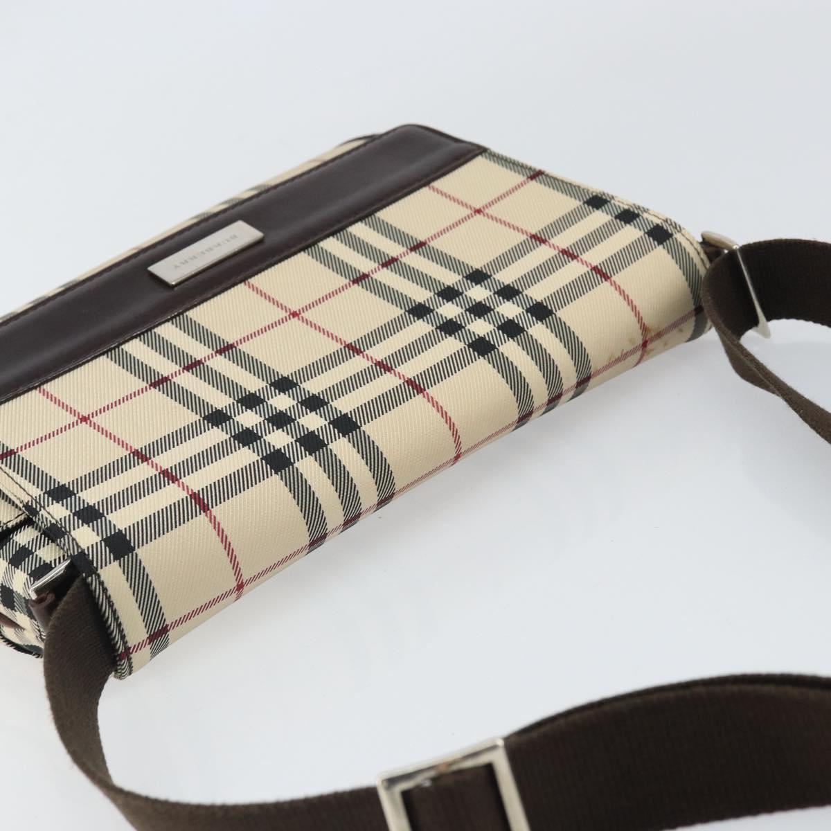 BURBERRY Nova Check Shoulder Bag Nylon Beige Silver Auth ep13178