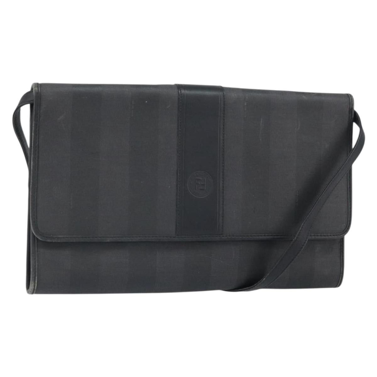 FENDI Pecan Canvas Shoulder Bag Black Auth ep13179