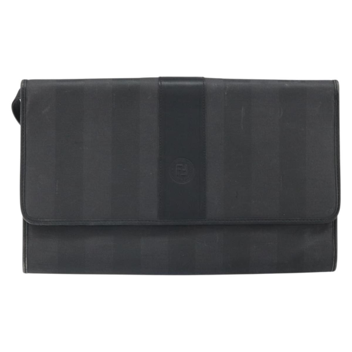 FENDI Pecan Canvas Shoulder Bag Black Auth ep13179