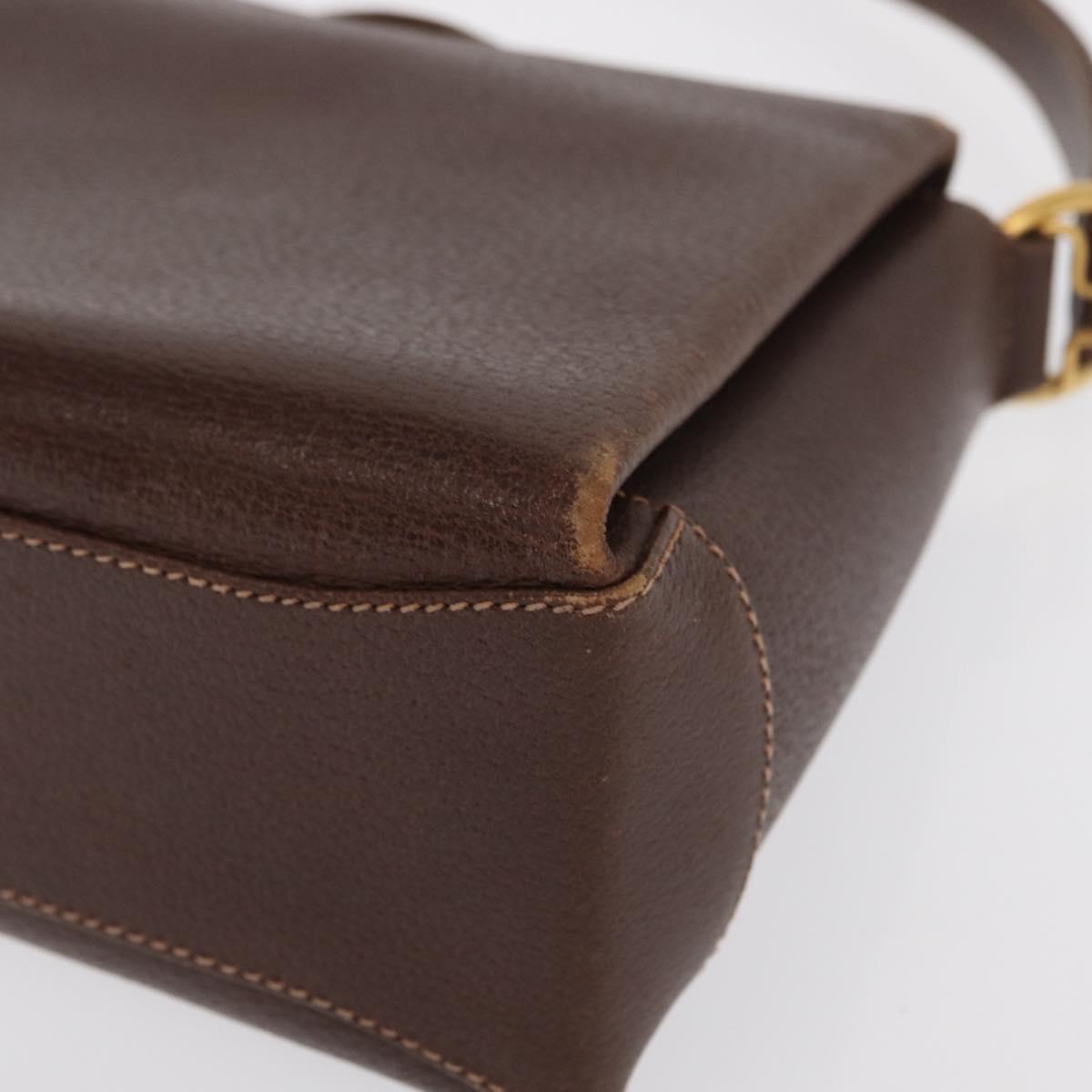 GUCCI Bamboo Hand Bag Leather Brown Gold Auth ep13180