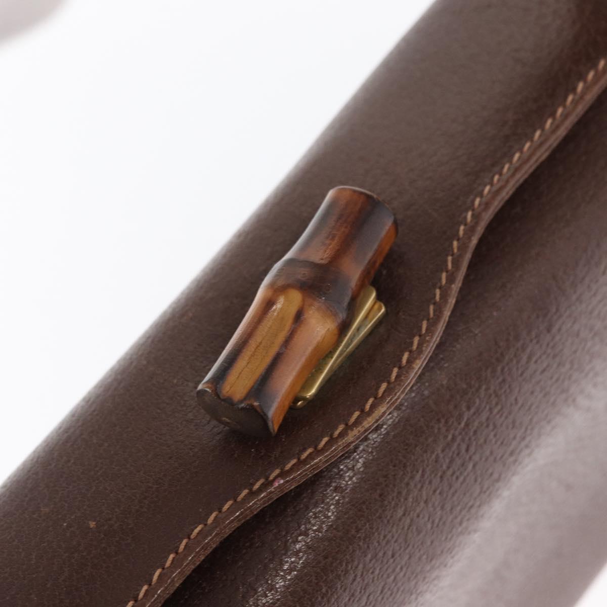 GUCCI Bamboo Hand Bag Leather Brown Gold Auth ep13180