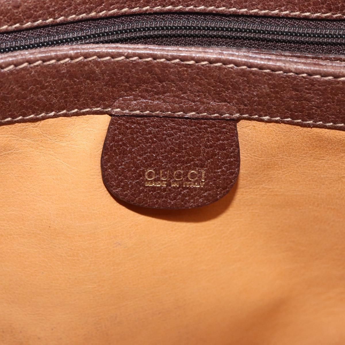 GUCCI Bamboo Hand Bag Leather Brown Gold Auth ep13180