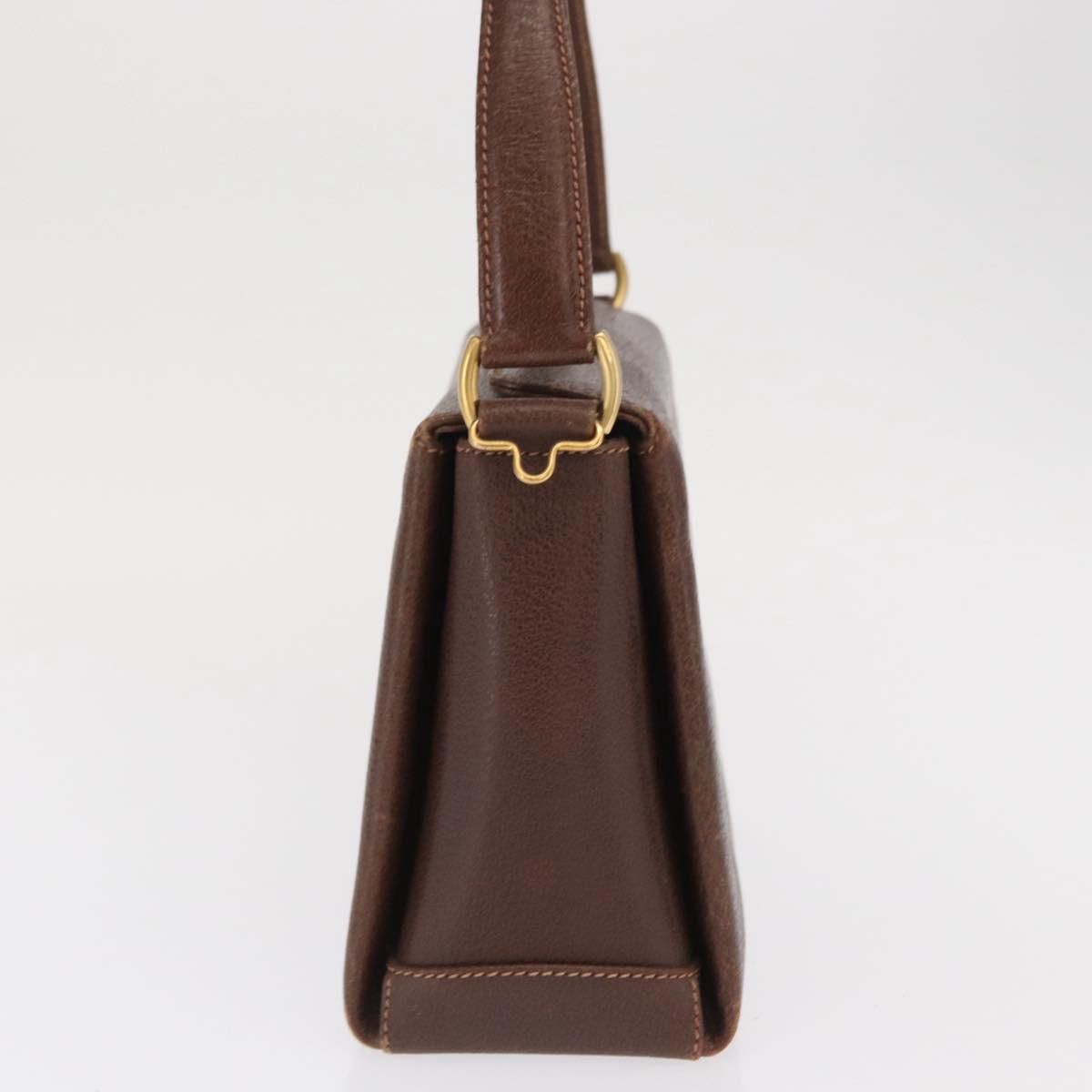 GUCCI Bamboo Hand Bag Leather Brown Gold Auth ep13180