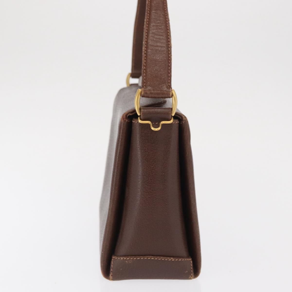 GUCCI Bamboo Hand Bag Leather Brown Gold Auth ep13180