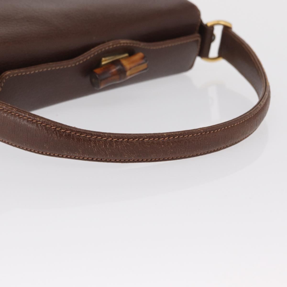 GUCCI Bamboo Hand Bag Leather Brown Gold Auth ep13180