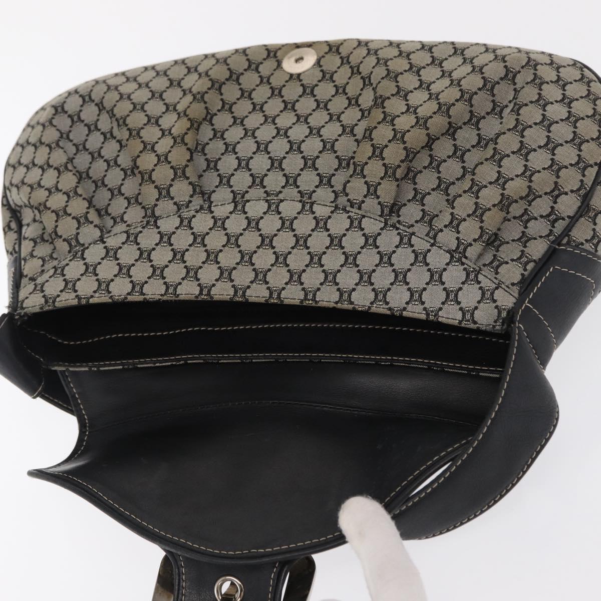 CELINE Macadam Canvas Hand Bag Beige Silver Auth ep13183
