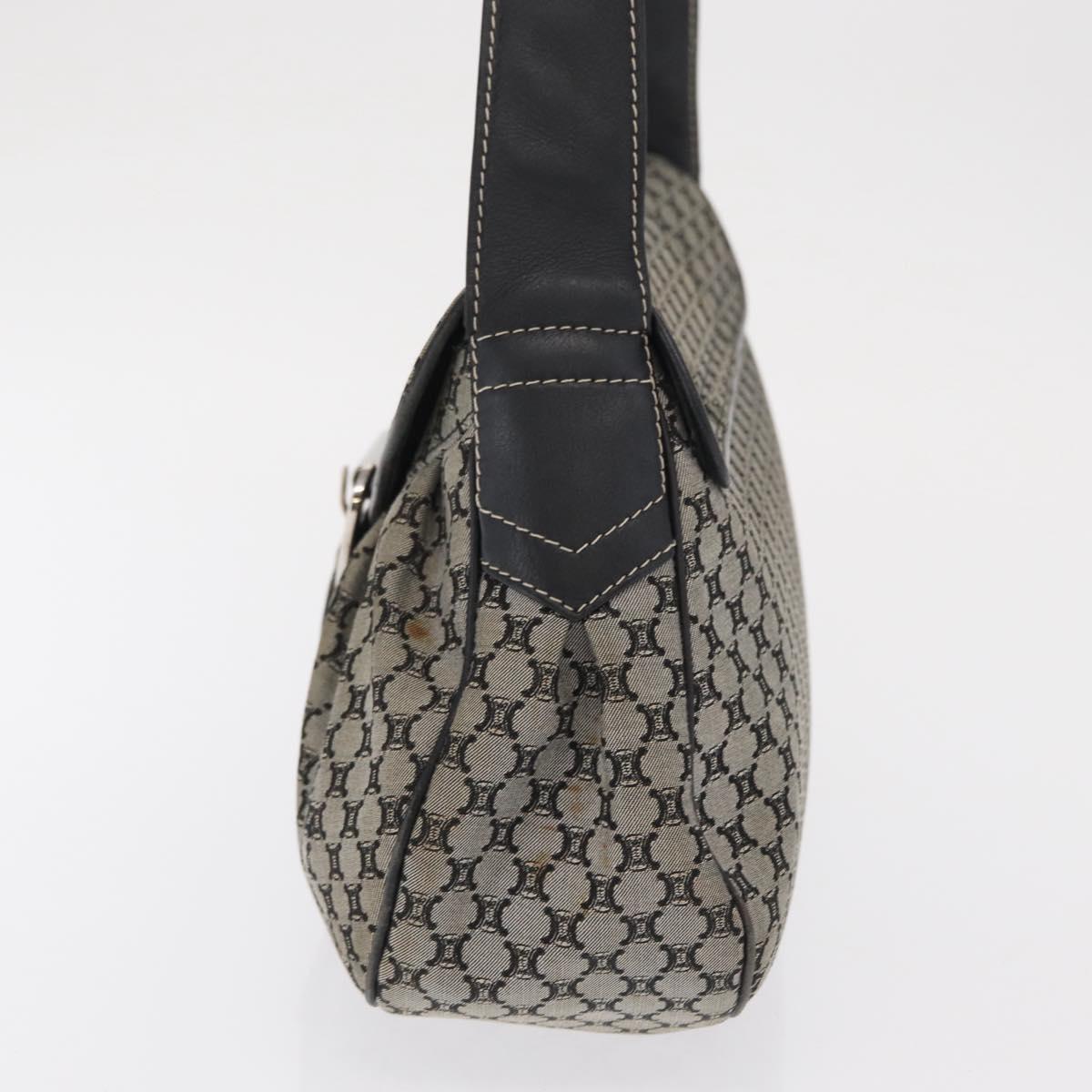 CELINE Macadam Canvas Hand Bag Beige Silver Auth ep13183