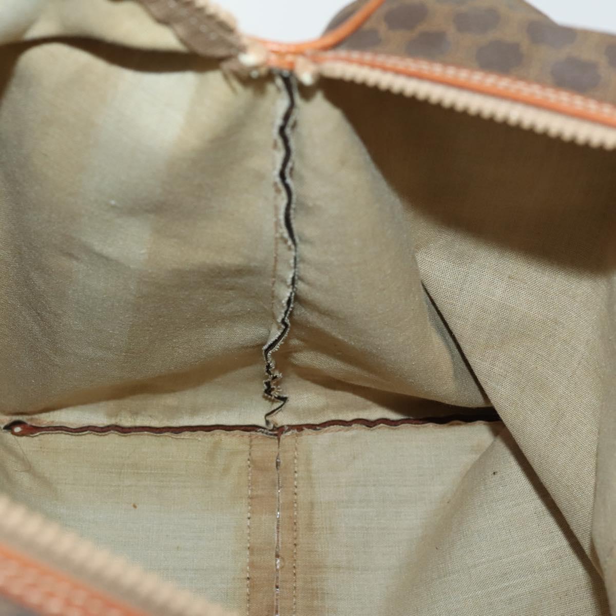 CELINE Macadam Canvas Boston Bag PVC Leather Brown Gold Auth ep13186