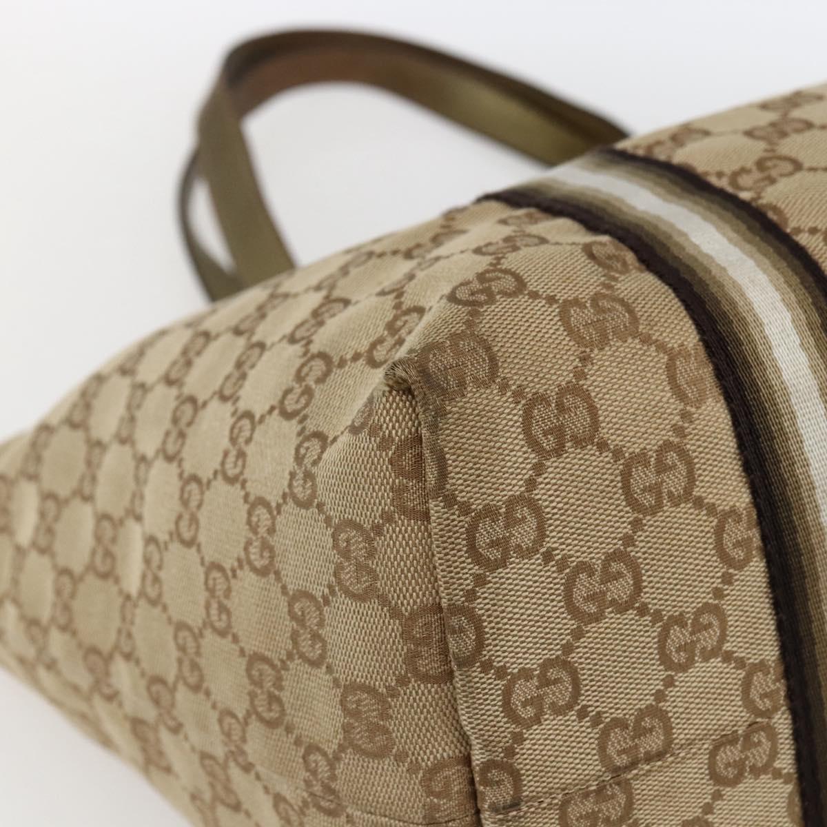 GUCCI GG Canvas Sherry Line Tote Bag Beige Gold 139260 Auth ep13190