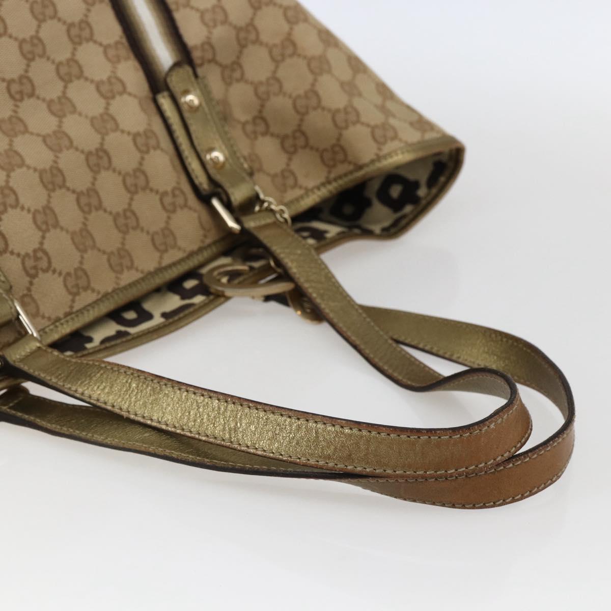 GUCCI GG Canvas Sherry Line Tote Bag Beige Gold 139260 Auth ep13190