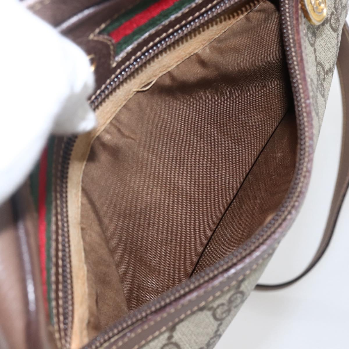 GUCCI GG Supreme Web Sherry Line Bag Beige Gold 001 44 6655 Auth ep13193