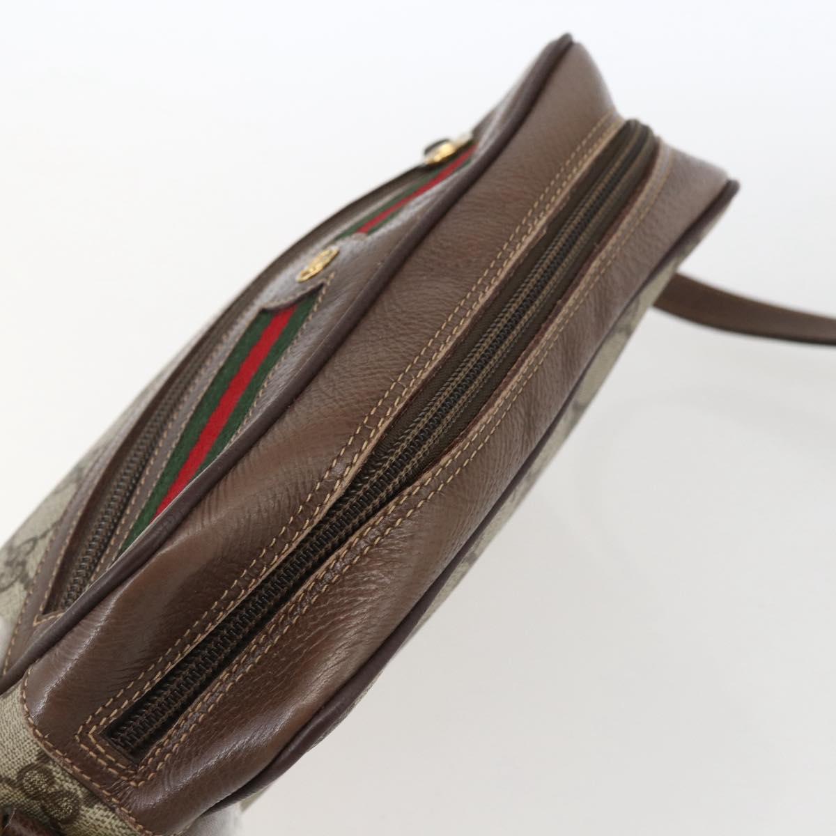 GUCCI GG Supreme Web Sherry Line Bag Beige Gold 001 44 6655 Auth ep13193