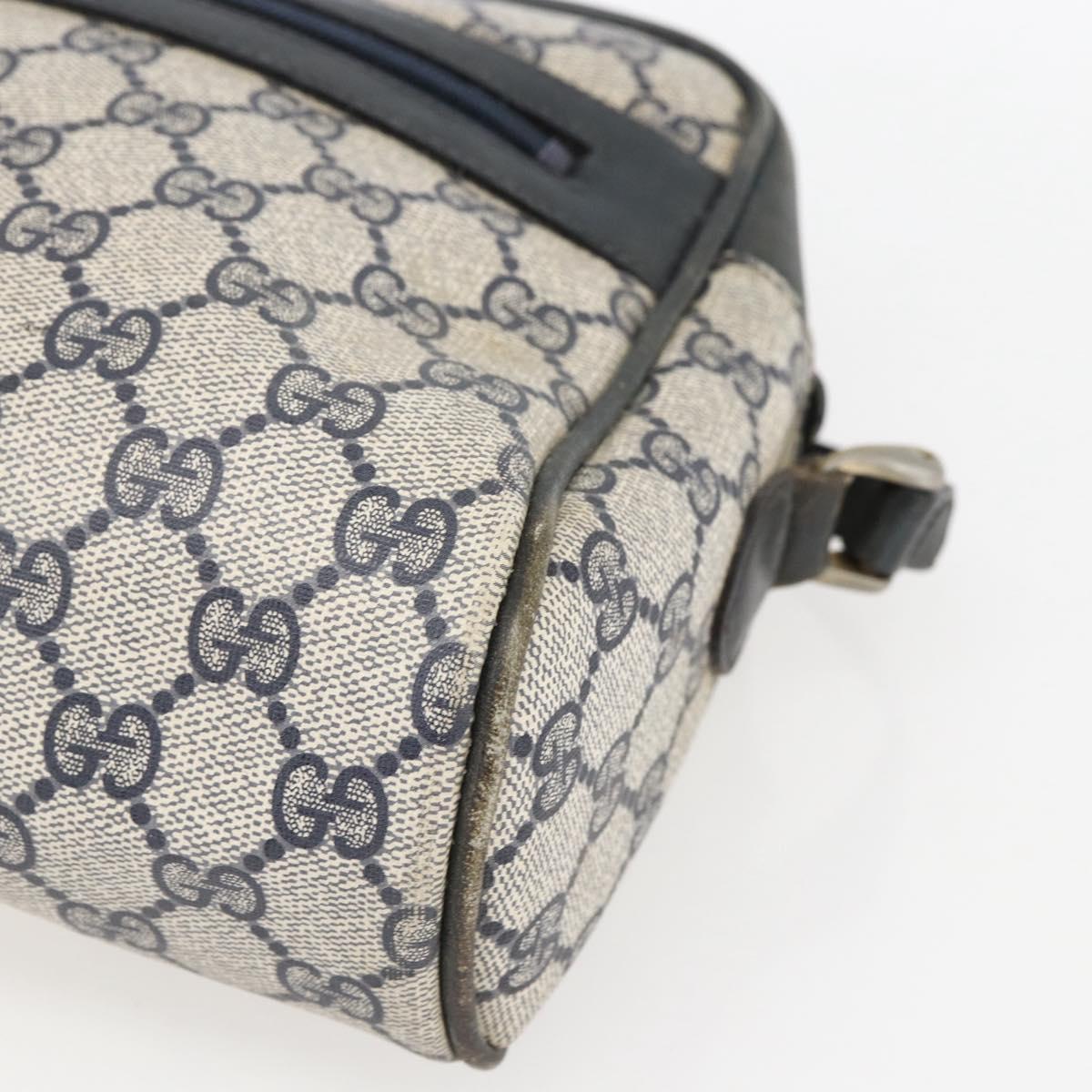 GUCCI GG Supreme Sherry Line Shoulder Bag PVC Navy Gold Auth ep13194