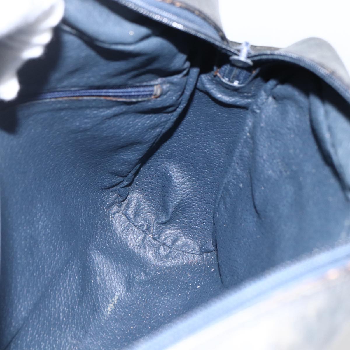 GUCCI GG Supreme Sherry Line Shoulder Bag PVC Navy Gold Auth ep13194