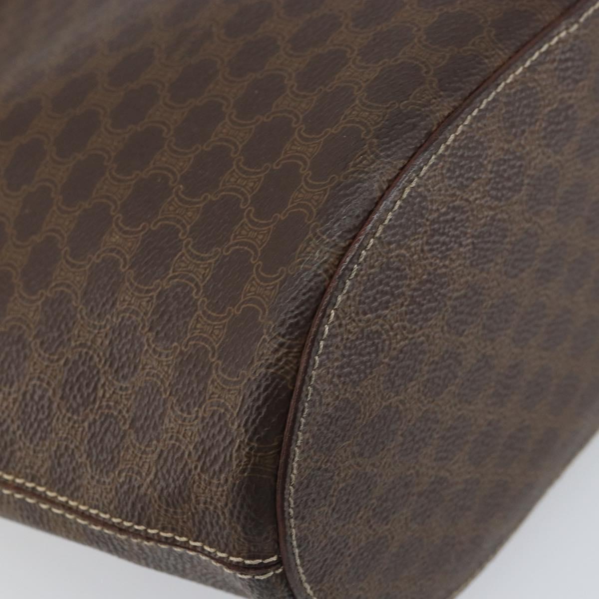 CELINE Macadam Canvas Tote Bag PVC Leather Brown Gold Auth ep13195