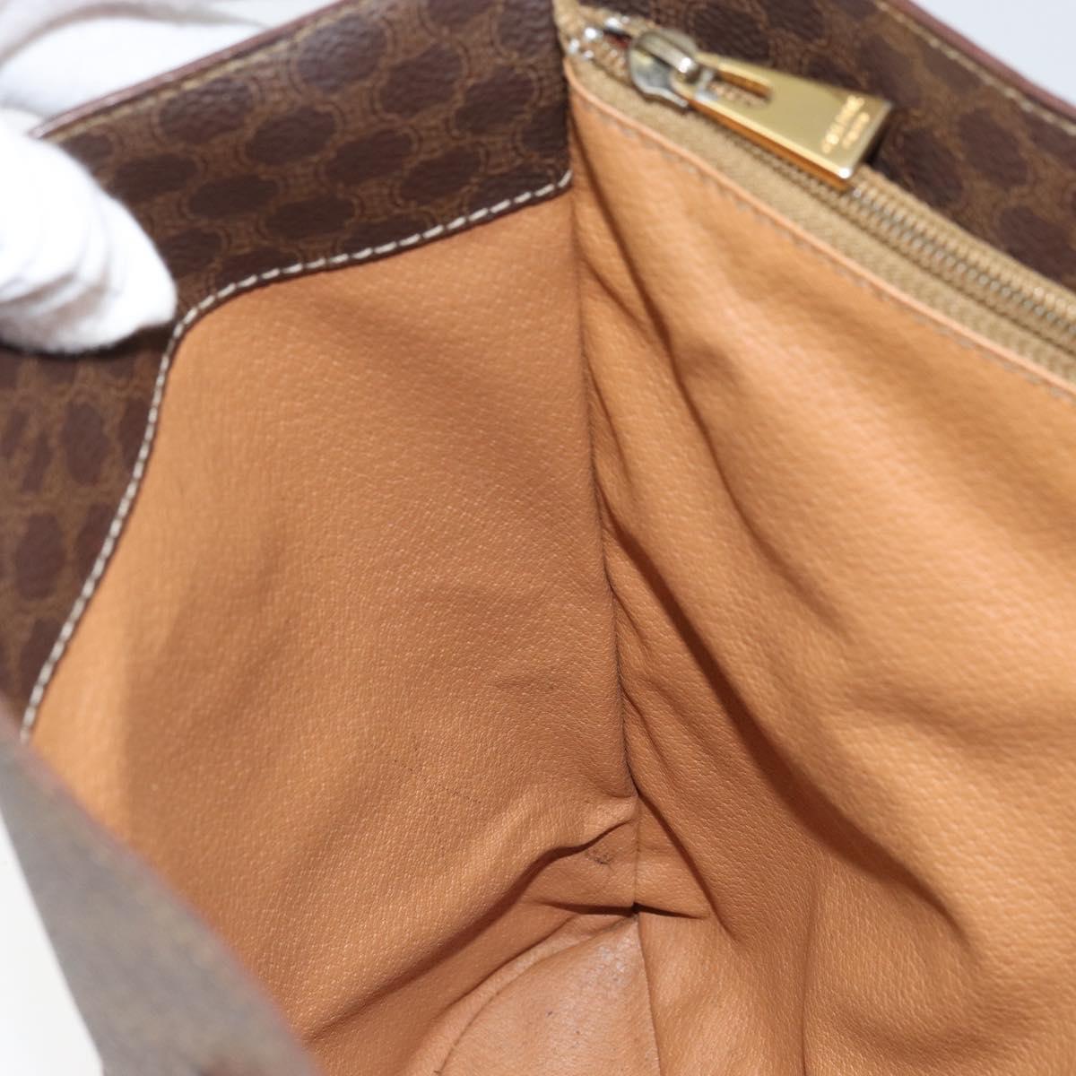 CELINE Macadam Canvas Tote Bag PVC Leather Brown Gold Auth ep13195