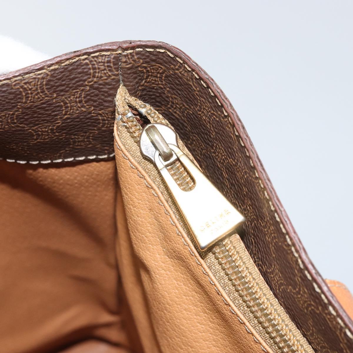 CELINE Macadam Canvas Tote Bag PVC Leather Brown Gold Auth ep13195