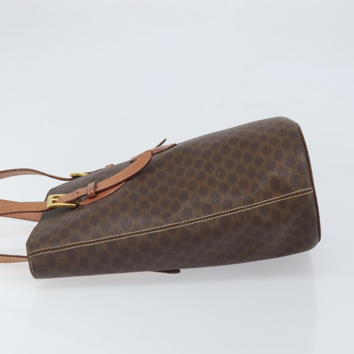 CELINE Macadam Canvas Tote Bag PVC Leather Brown Gold Auth ep13195
