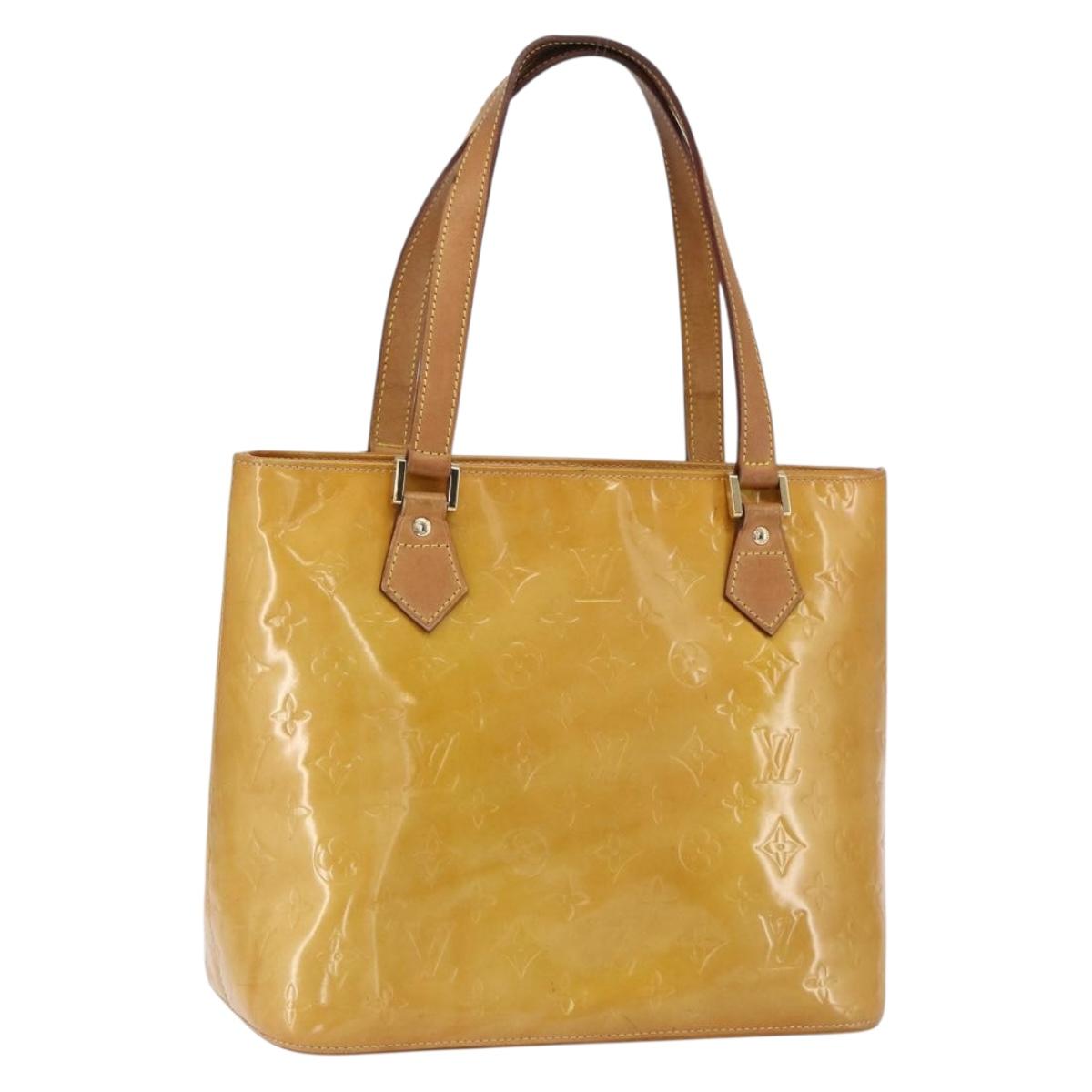 LOUIS VUITTON Monogram Vernis Houston Hand Bag Beige M91004 LV Auth ep13196